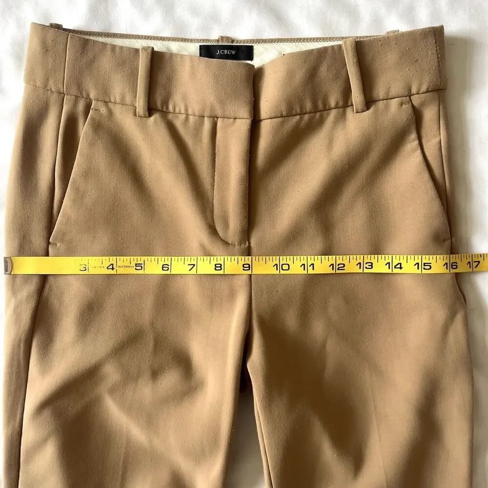 J. Crew Cameron Ankle Pants Tan Camel SZ 4 Slim Crop Career Four-Season Stretch